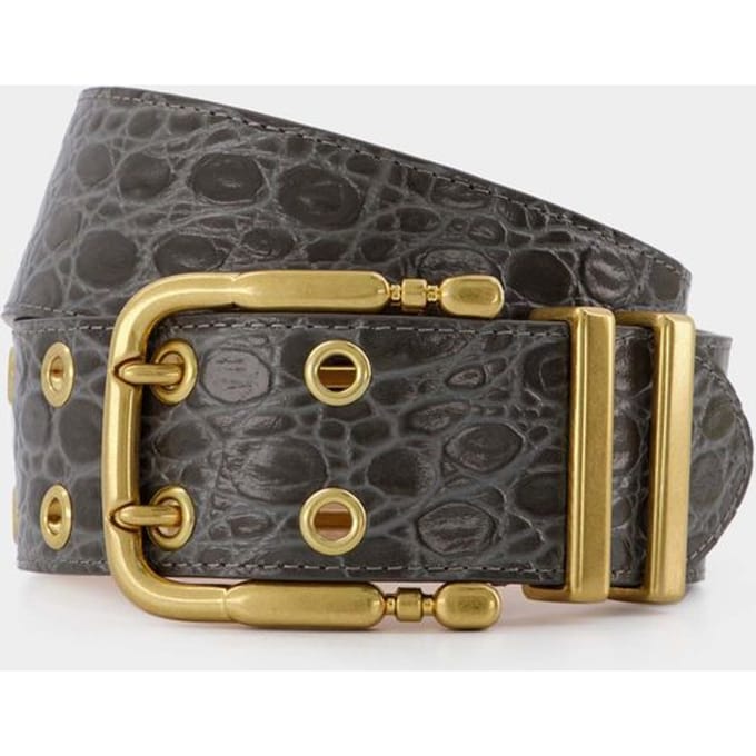 Ceinture Duo - By Far - Krokodillenleer - Grijs