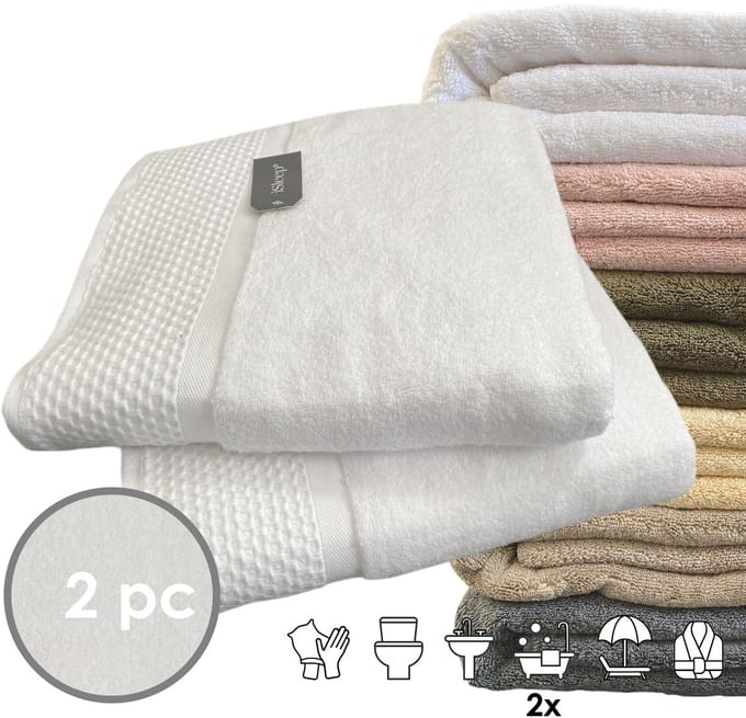 iSleep Deluxe Badlaken - 2 Stuks - 70x140 cm - Wit