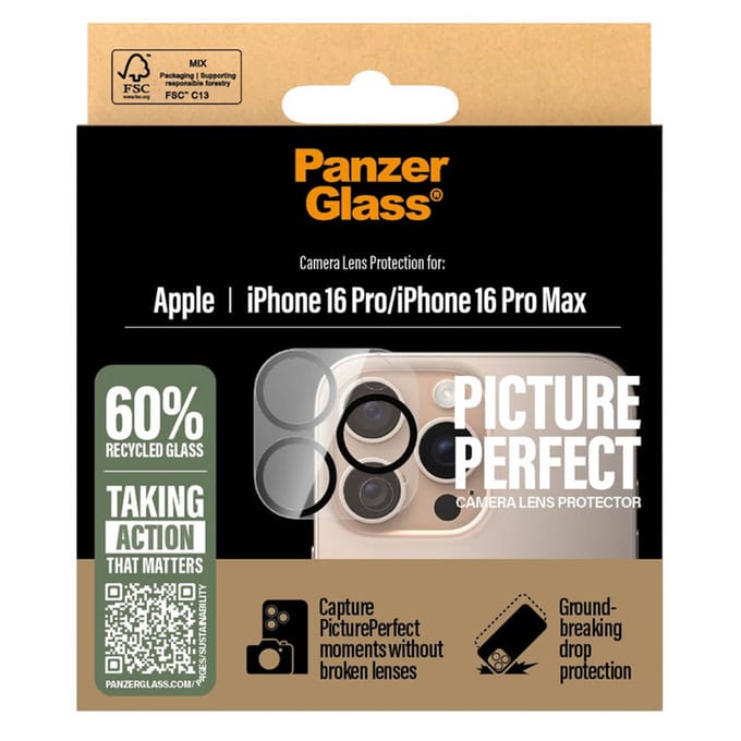 PanzerGlass Screenprotector geschikt voor Apple iPhone 16 Pro Glazen | PanzerGlass PicturePerfect Camera Protector - Case Friendly