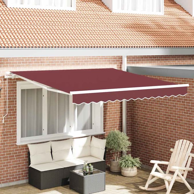 vidaXL - Luifel - handmatig - uittrekbaar - 300x250 - cm - bordeauxrood