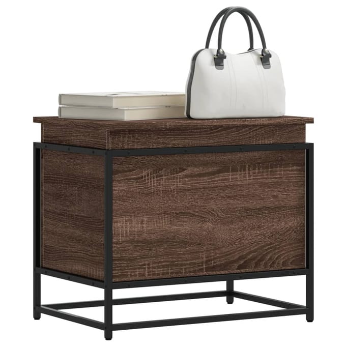 vidaXL - Opbergbox - met - deksel - 60x40x51,5 - cm - bewerkt - hout - bruin - eiken