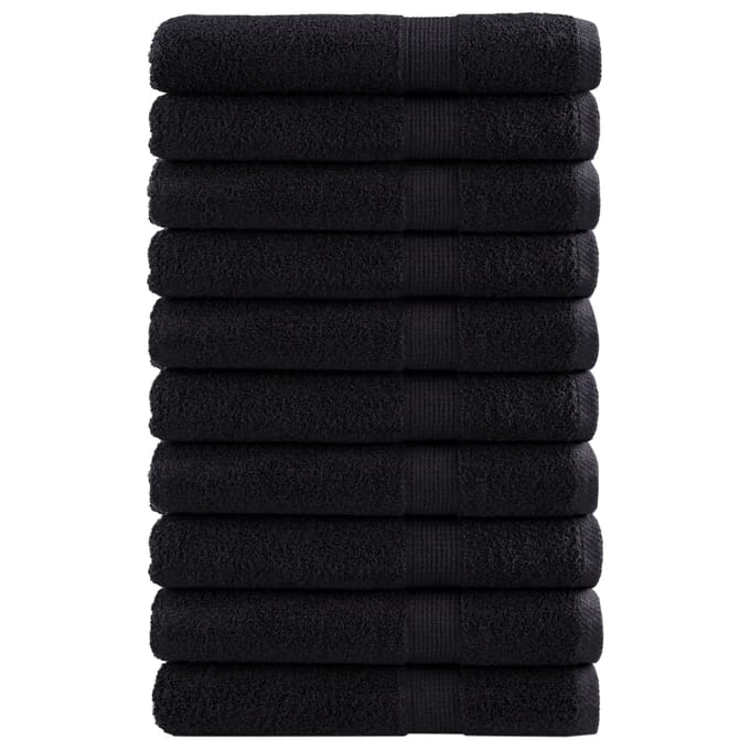 vidaXL - Handdoeken - SOLUND - 10 - st - 600 - g/m² - 100x200 - cm - zwart