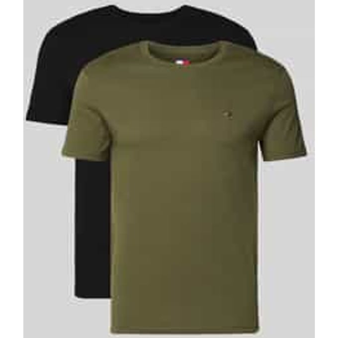 Tommy Hilfiger Xslim 2-pack Jersey T-shirts Black/dark Greenery Größe: XXL | Basic T-Shirts Outlet | Herren | Schwarz