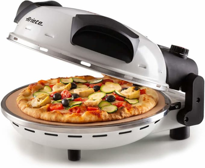 Elektrische Pizzaoven ARIETE - 918 - Wit - Baksteen - 1200W - Diameter 33cm - Max. temperatuur 400°C
