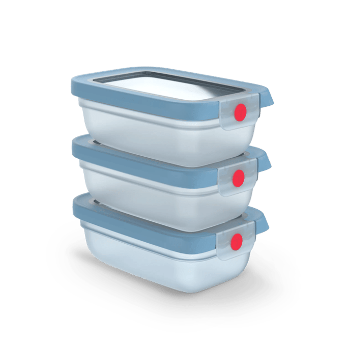 Tefal oneClick N1230510 vershoudbakje 3-delige set blauw (3x0,5L)