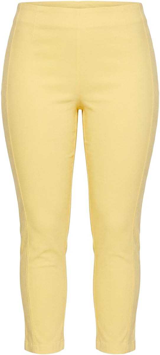 MIAMODA - Dames - Bengaline broek elastische Slim Fit metallic print - Sorbet geel - Maat 48