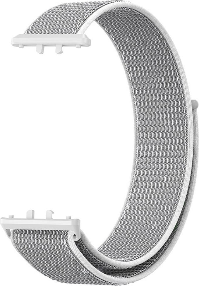 Nylon bandje - geschikt voor Samsung Galaxy Fit 3 - lichtgrijs-wit