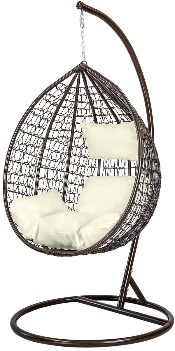 Hangstoel - Ei Stoel met Frame - Bruin-Beige - Tot 125 kg - UV- en Weerbestendig
