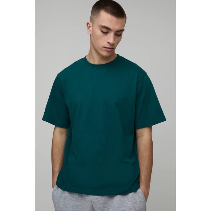 Basic Regular Fit T-shirt Met Ronde Hals | Teal | Size Small