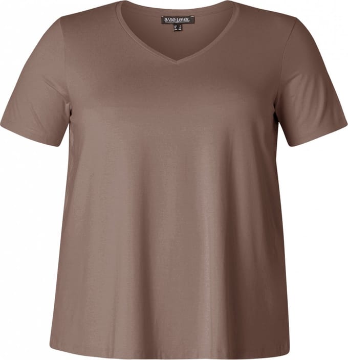 BASE LEVEL CURVY Alba T-Shirts - Dark Taupe - maat 3(52)