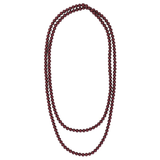 Behave - Glas Parel Ketting - Bordeaux Rood - 150 cm