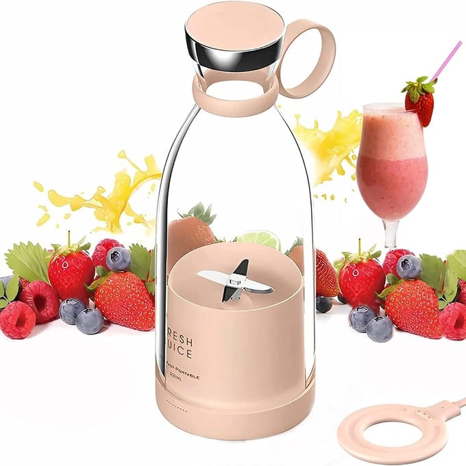 Draagbare Blender - Persoonlijke Mixer - Verse Smoothies Maken - Draadloos Opladen - 350 ml Capaciteit - Roze