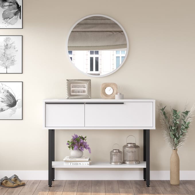 Console tafel Vesanto sidetable 100x29,5x76 cm wit en zwart [en.casa]