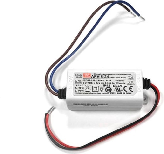 MEAN WELL APV-8-24 LED-transformator Constante spanning 8 W 0 - 0.34 A 24 V/DC Niet dimbaar, Overbelastingsbescherming 1 stuk(s)