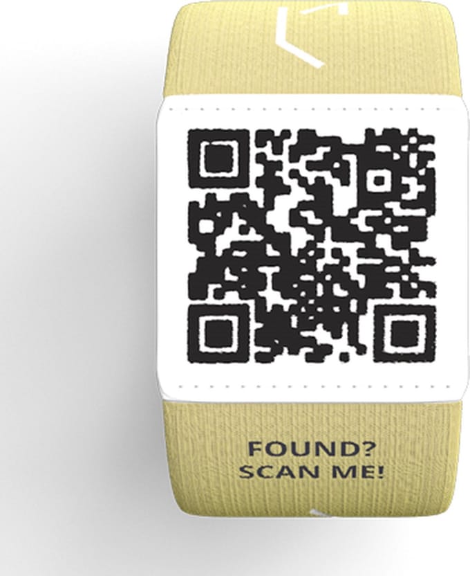 Kind tracker (x2) - Slimme elastische polsband - Geel - SOS band - QR code - 1 t/m 3 jaar - 130mm