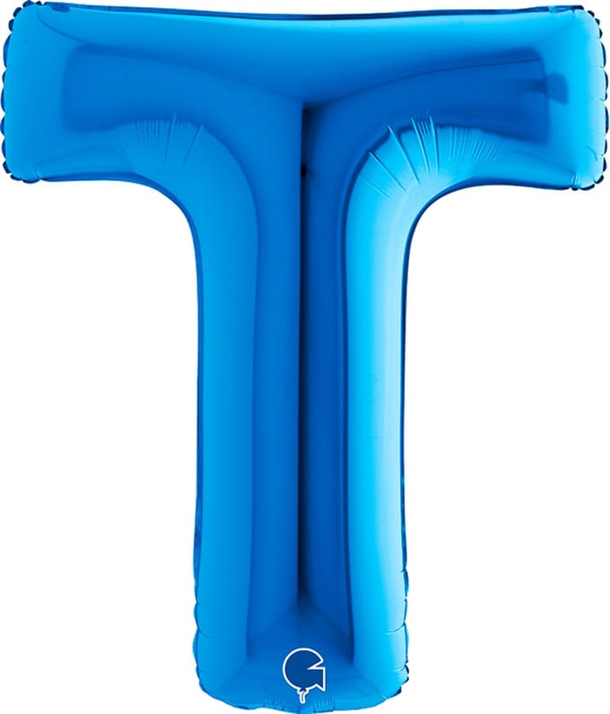 Folieballon 100cm letter T blauw