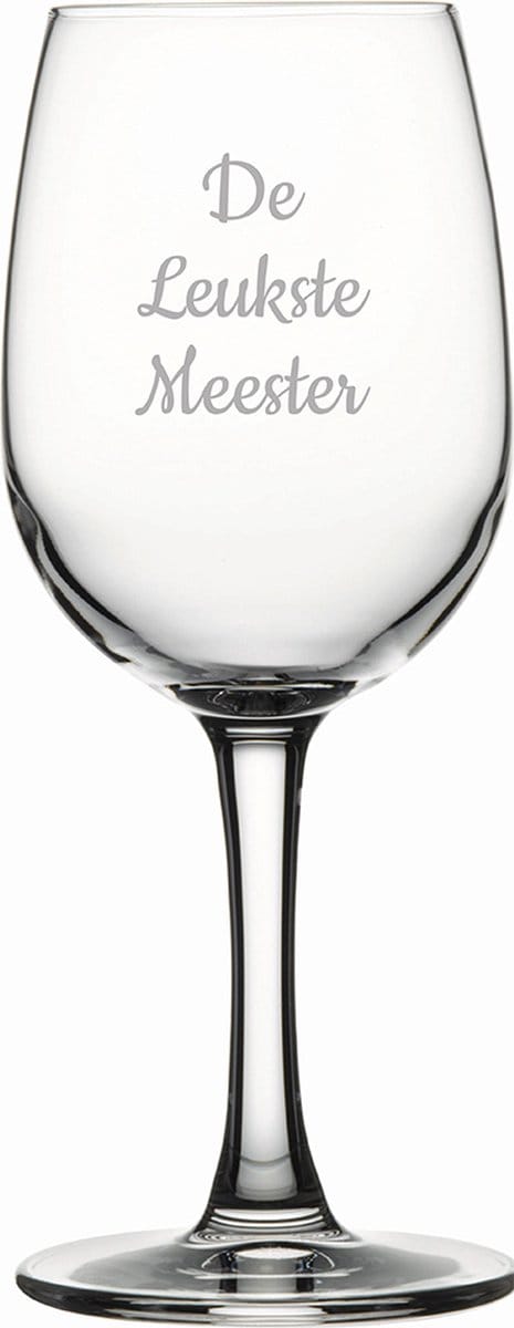 Gegraveerde witte wijnglas 26cl De Leukste Meester