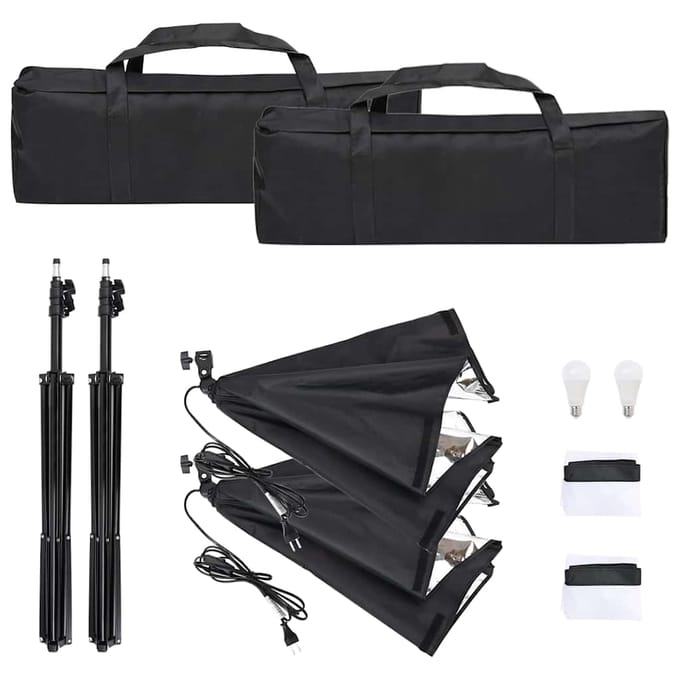vidaXL - Fotostudioset - met - verlichtingsset - en - achtergrond
