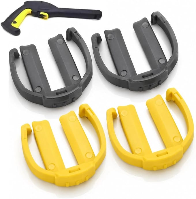 Hogedrukreiniger Clips - Reserveonderdelen - Snelkoppeling Bevestigen - Perfecte Compatibiliteit - Set van 4 - Geel Grijs