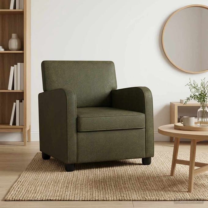 vidaXL - Fauteuil - Leger - Groen - Kunst - Suède - Leer