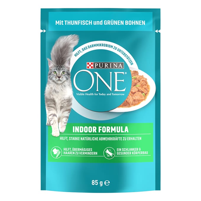 52x85g Indoor Formule Tonijn & Groene Bonen Purina ONE Kattenvoer