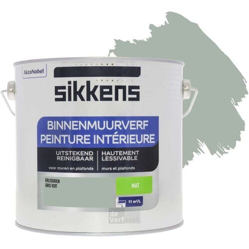 Sikkens - Binnenmuurverf Mat - Grijsgroen - 2,5 L