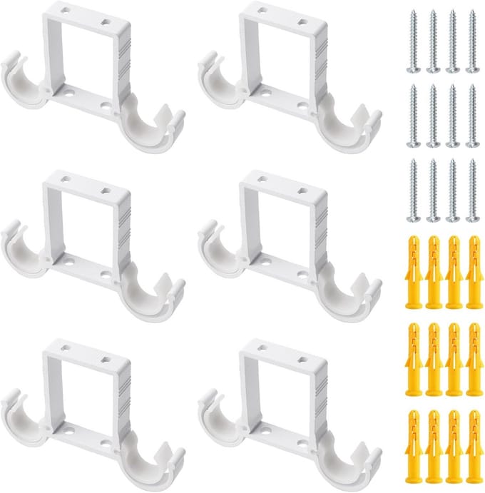 Plafondbeugels Dubbele Gordijnroede - Sterke Aluminium Ophangsteunen Wit