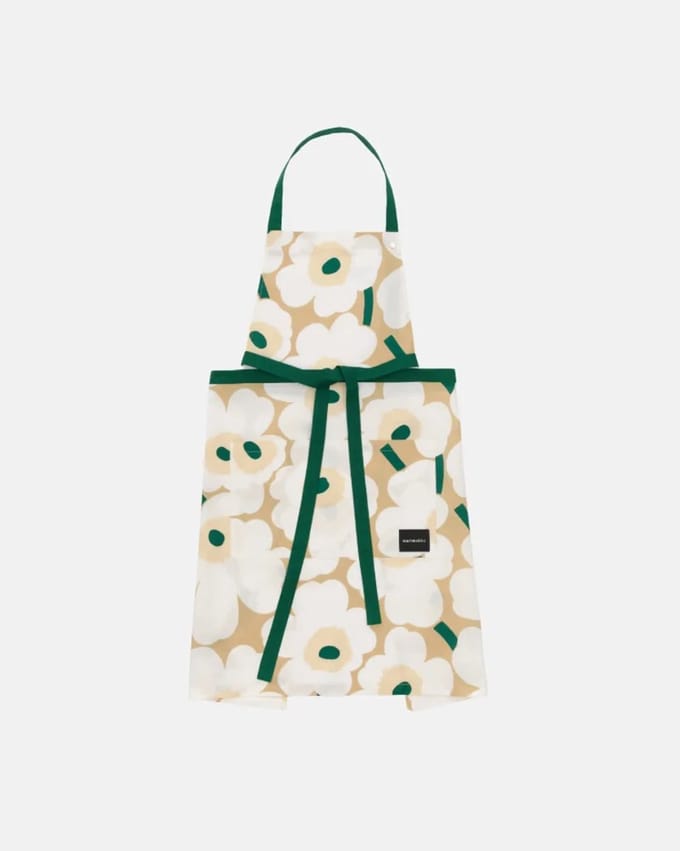 Marimekko - Pieni Unikko Apron - Zand, Wit, Hooi, Smaragdgroen