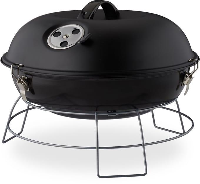 kogelbarbecue draagbaar - met deksel - voor houtskool - Ø36 cm - zwart