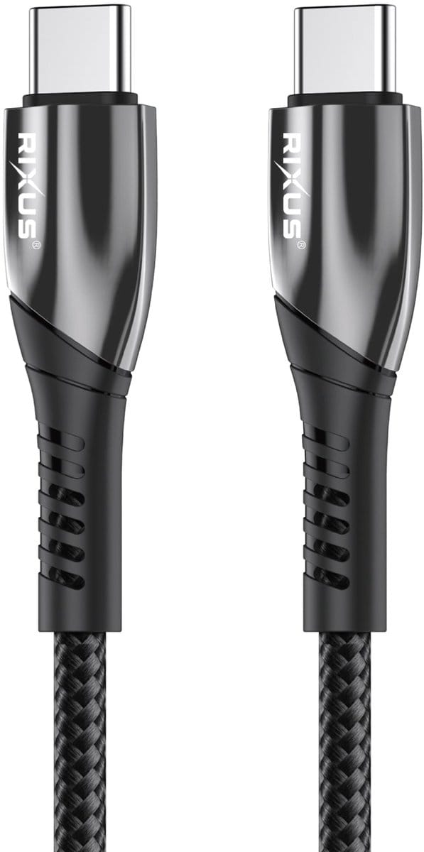 Rixus RXUC39C Fast Charging Cable USB-C To USB-C Braided Nylon 3m Black