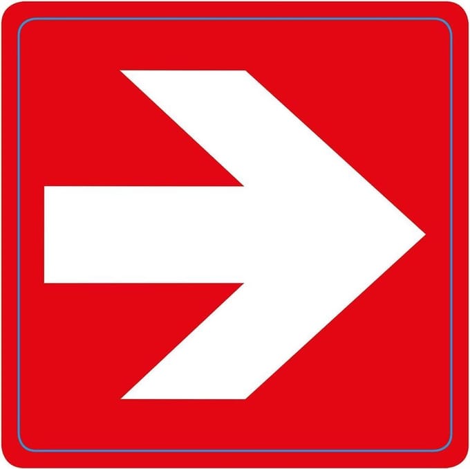 Pickup pictogram zelfklevend 7,5x7,5 cm Witte pijl op rood