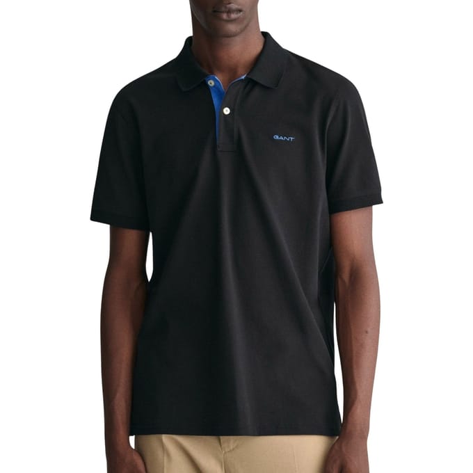 Gant Polo Contrast Piqué Short Sleeve Subtle Stretch Zwart / male