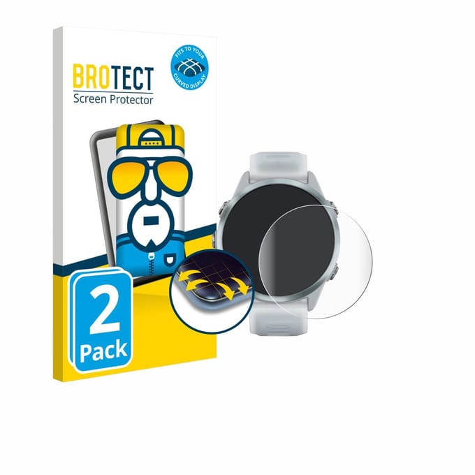 BROTECT - Screenprotector voor Garmin Forerunner 570 (42 mm) - Folie Beschermfolie transparant volledig dekking - 2 Stuks