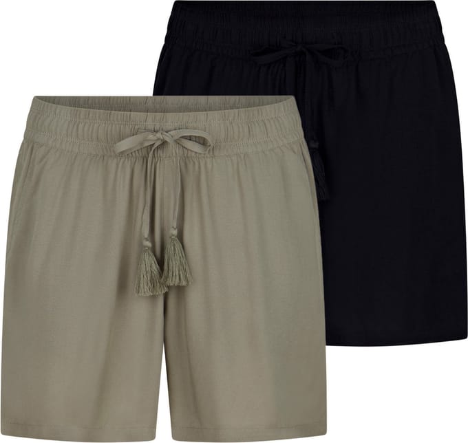 DENIMFY Dames Short DFLia 2 Pack regular/straight Veelkleurig S Volwassenen Zomerbroek - Elastische Taille