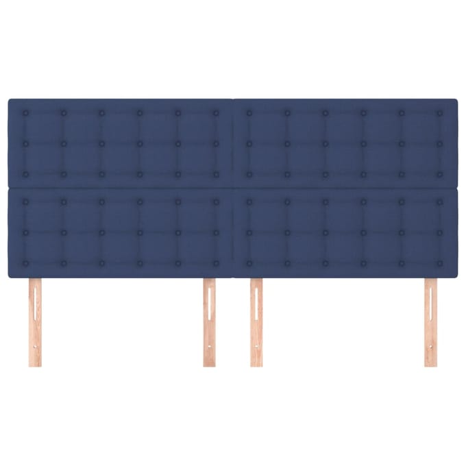 vidaXL - Hoofdbord - blauw - 200x5x118/128 - cm - stof