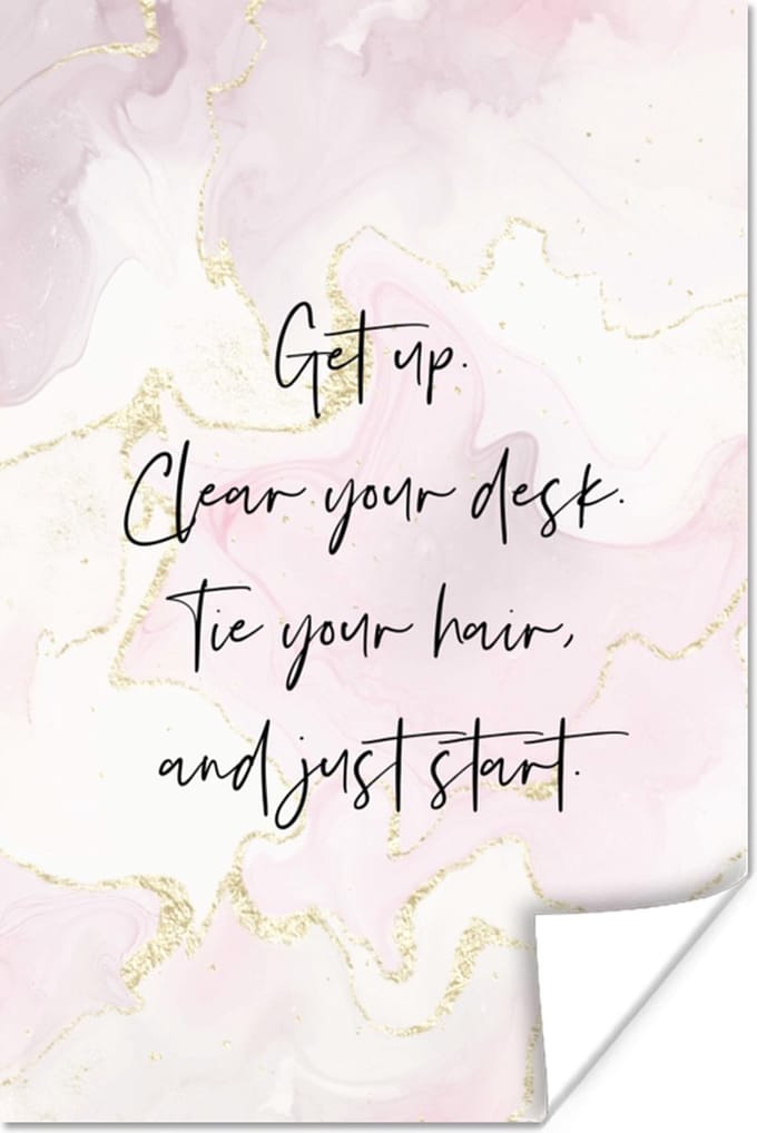 Poster Bureau - Student - Motivatie - Quotes - Marmer - 20x30 cm