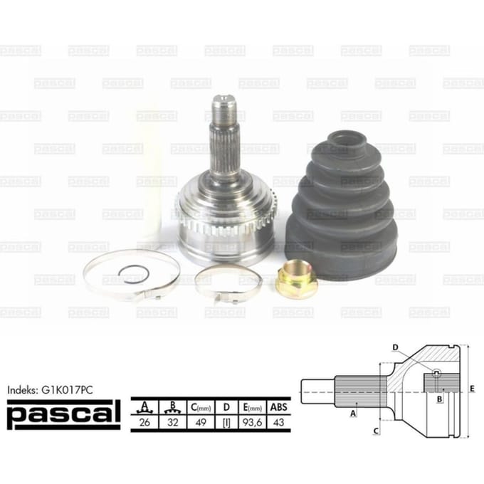 Homokineet reparatie set, aandrijfas PASCAL G1K017PC