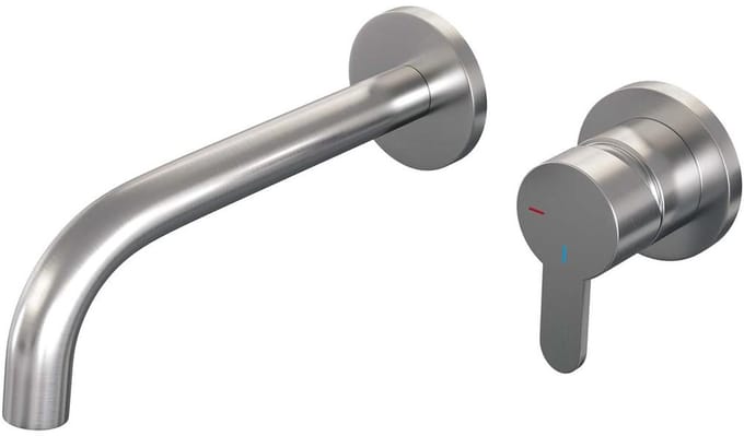 Brauer Brushed Edition Inbouw Wastafelmengkraan met Gebogen Uitloop en Rozetten Model D1 RVS Geborsteld PVD