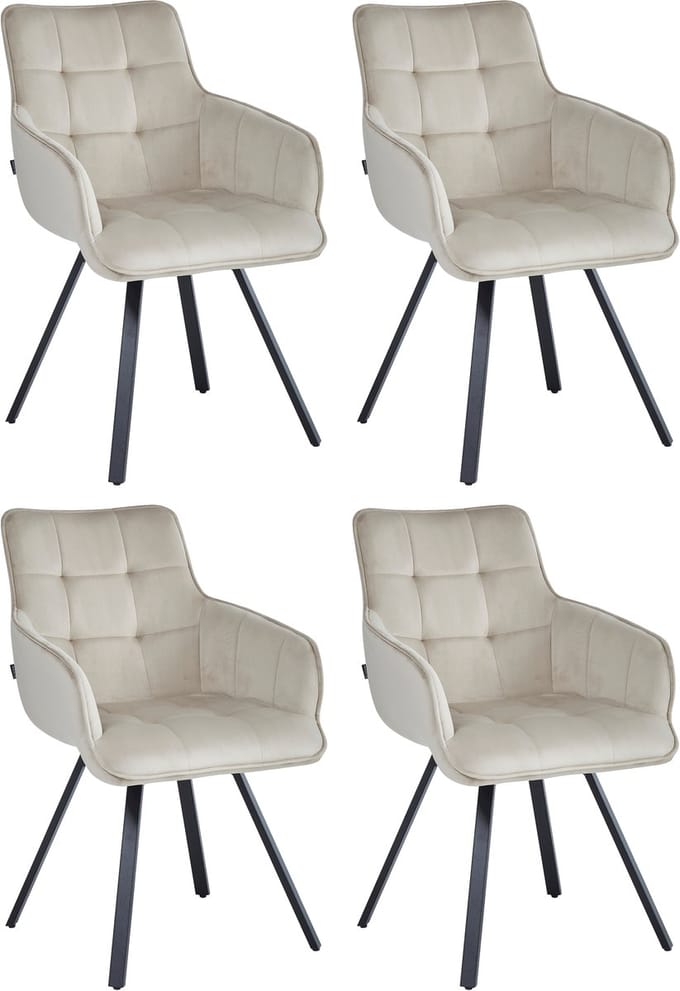 Colenis® - Taha Eetkamerstoel - Set Van 4 - Beige - Fluweel - Met armleuning - Draaistoel - 180°
