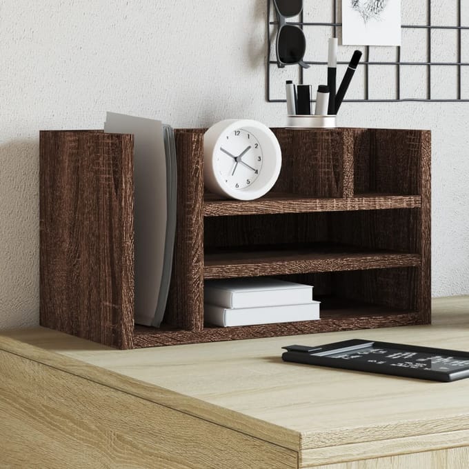 vidaXL - Bureau - organiser - 44,5x24x25 - cm - bewerkt - hout - bruin - eikenkleur