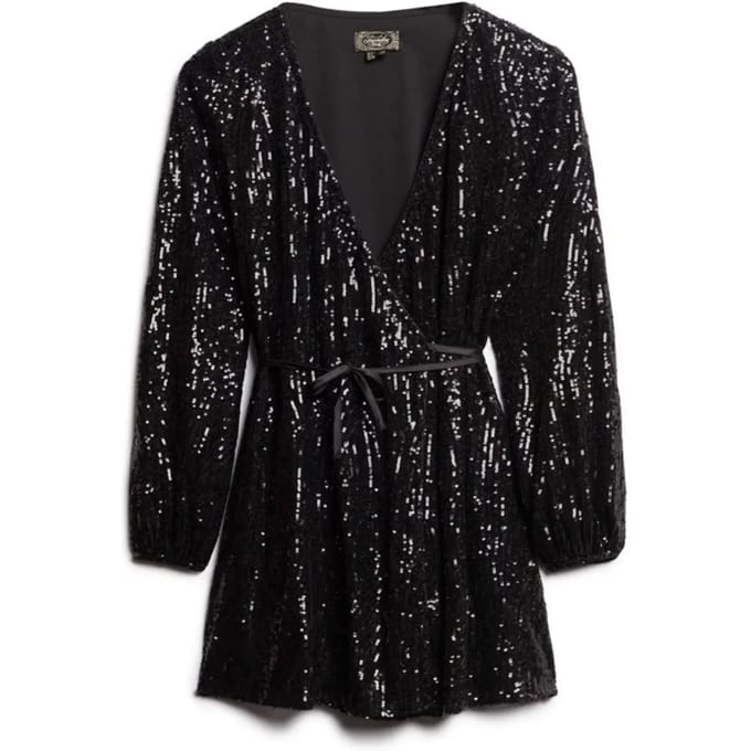 Mini-overslagjurk met pailletten Superdry