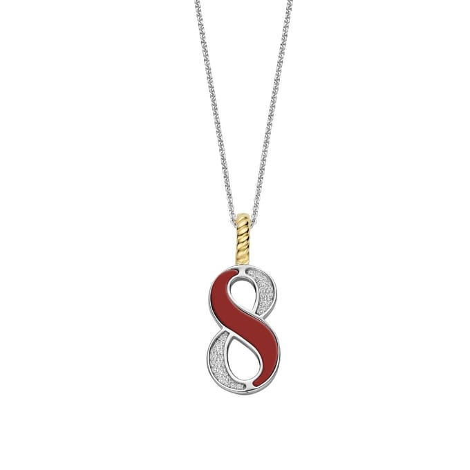 TI SENTO Dames Hanger - 925 zilver - Cijfer 8 - Rood - 6841CR_8