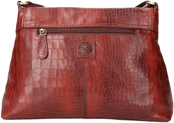 Shoulderbag with flap Reddish Brown Croco | Shoulderbag with flap Reddish Brown Croco