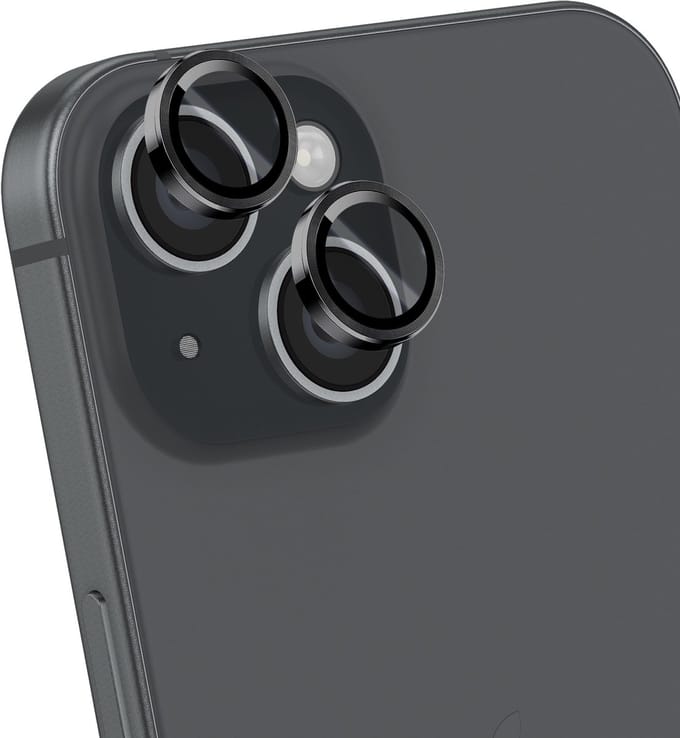 Blue Star, Lens Protector Geschikt Voor iPhone 15 / 15 Plus Applicator, Zwart / Transparant