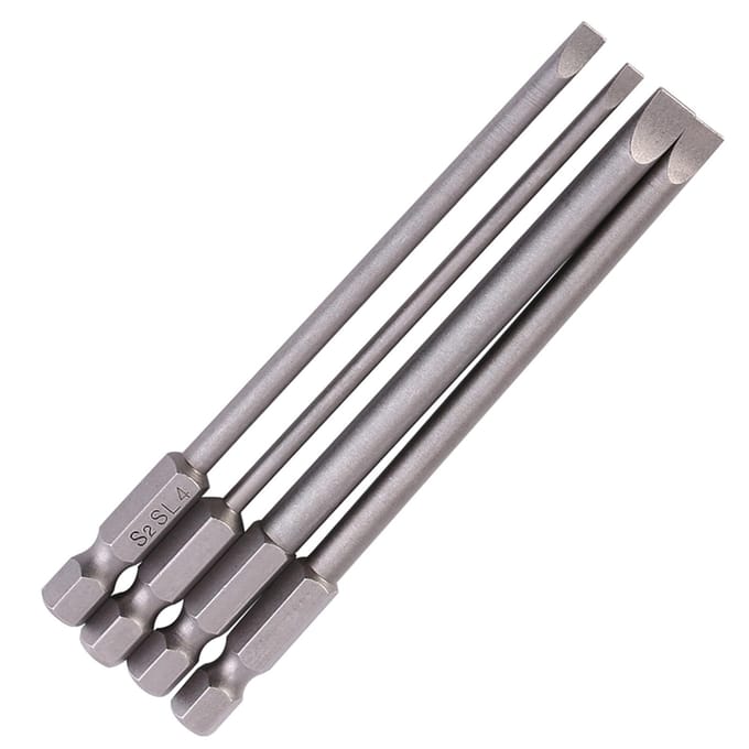 4 stuks 100mm S2 Legeringsstaal 14  Zeskant Schacht 3mm6mm Magnetische Sleufschroevendraaier Bits