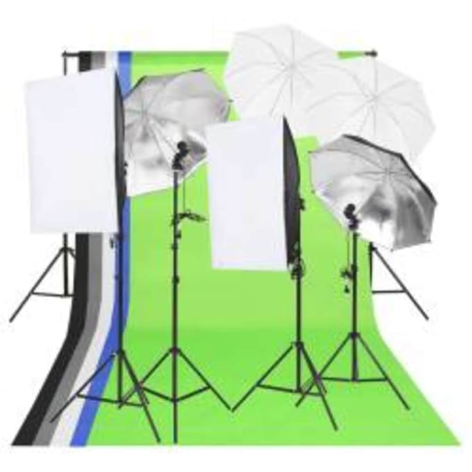 vidaXL - Fotostudioset - met - verlichtingsset, - achtergrond - en - reflector