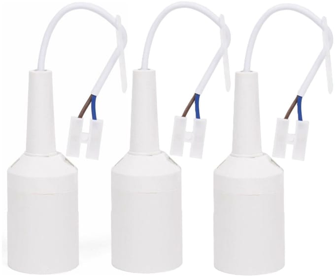Benson Verhuisfitting - 3x - E27 - wit - fitting met kroonsteen en kabel