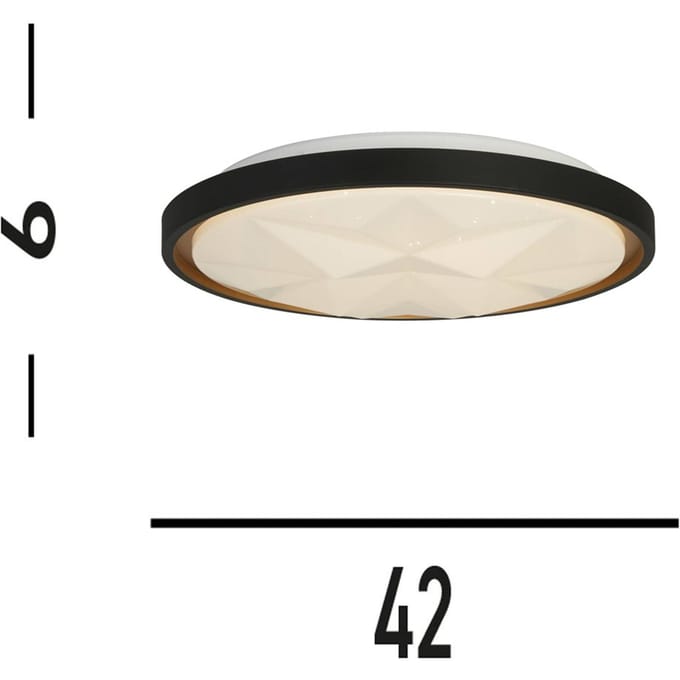 Searchlight LED plafondlamp Satellite zwart Ø 42cm staal afstandsbediening