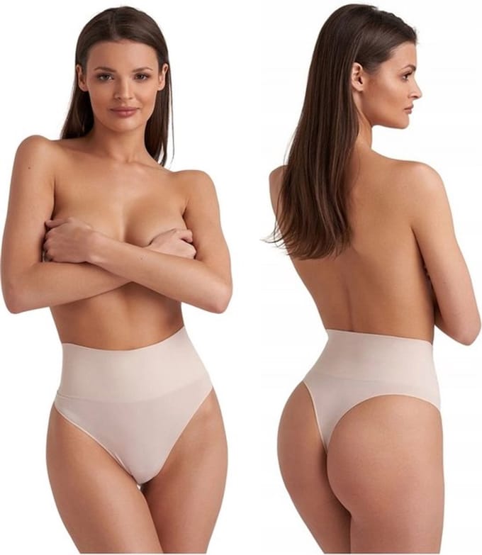 GATTA - Dames String - Hoge Taille - Maat S - Naadloos Ondergoed - Slipje - Beige (1 stuks)