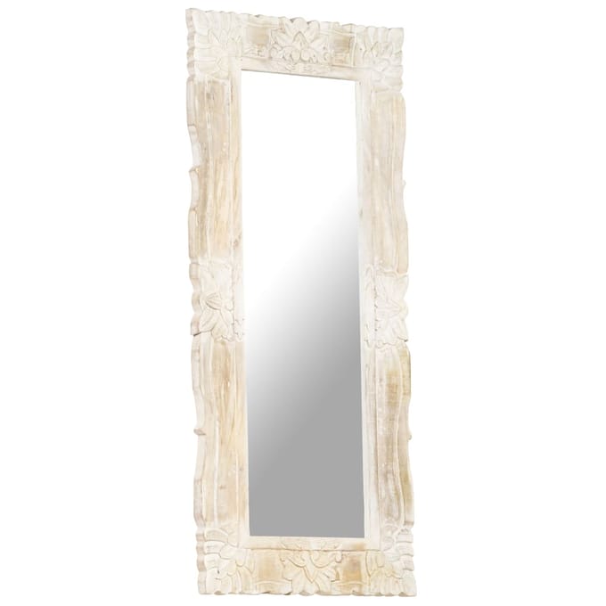 vidaXL - Spiegel - 110x50 - cm - massief - mangohout - wit